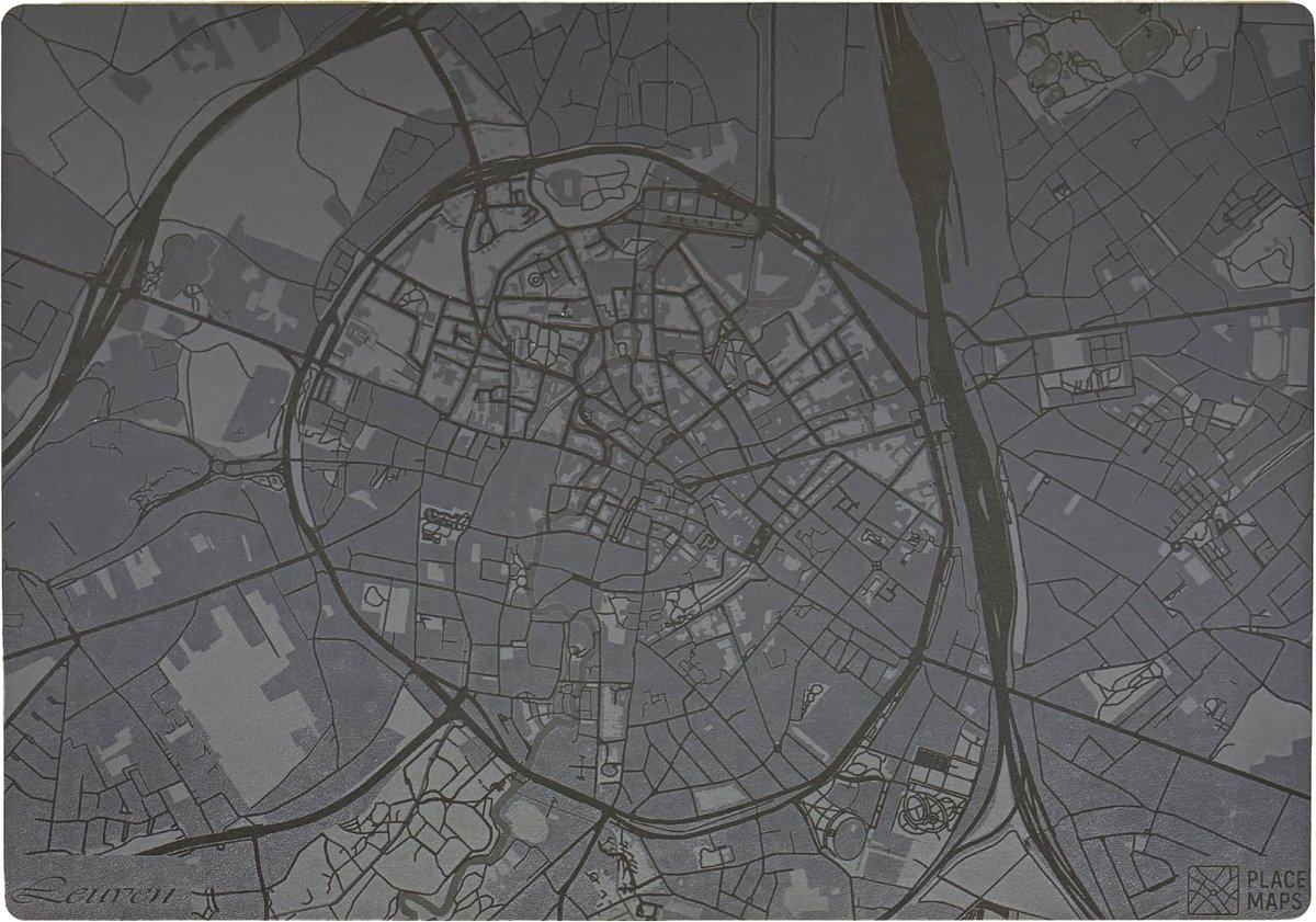 Place Maps Gegraveerde Kunstlederen Placemat Leuven Leigrijs 1 stuk