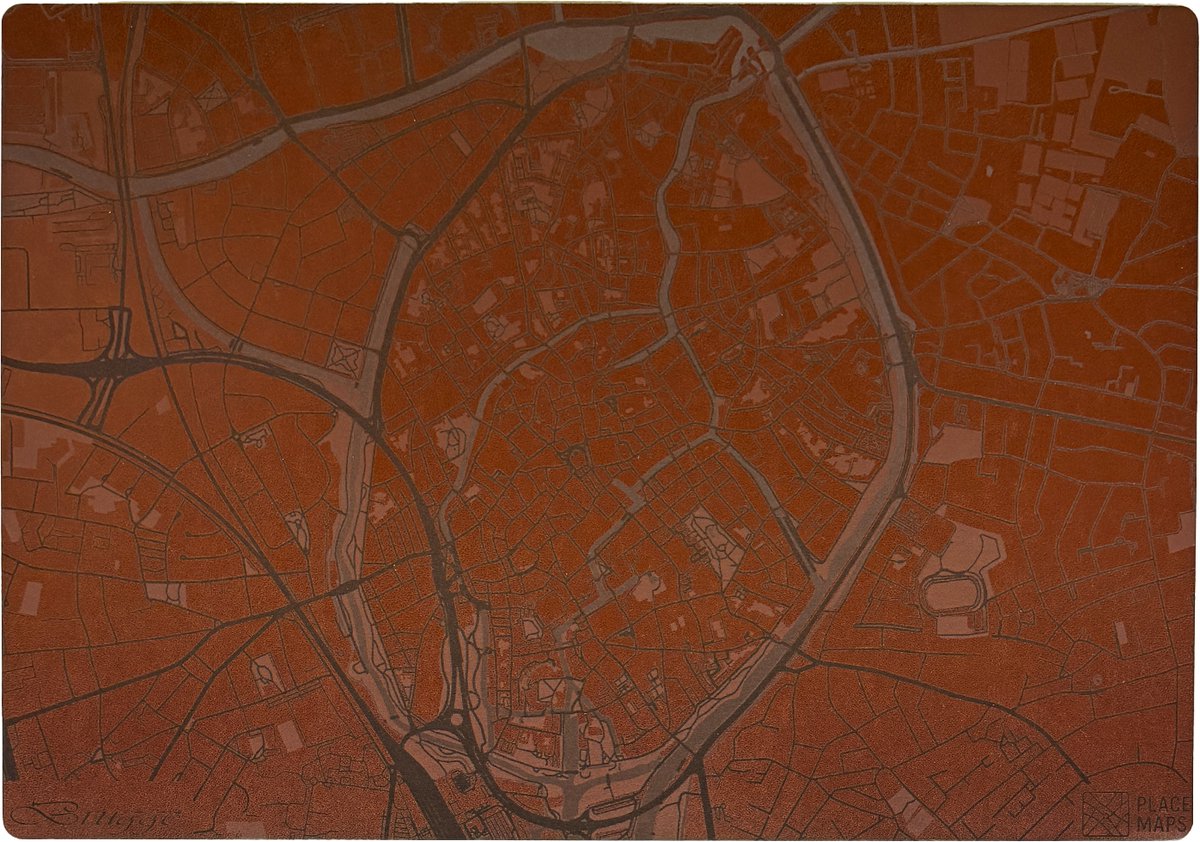 Place Maps Gegraveerde Kunstlederen Placemat Brugge Kastanjebruin 1 stuk