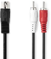 Câble tulipe stéréo 2RCA à DIN 5 broches - 1,5 mètres