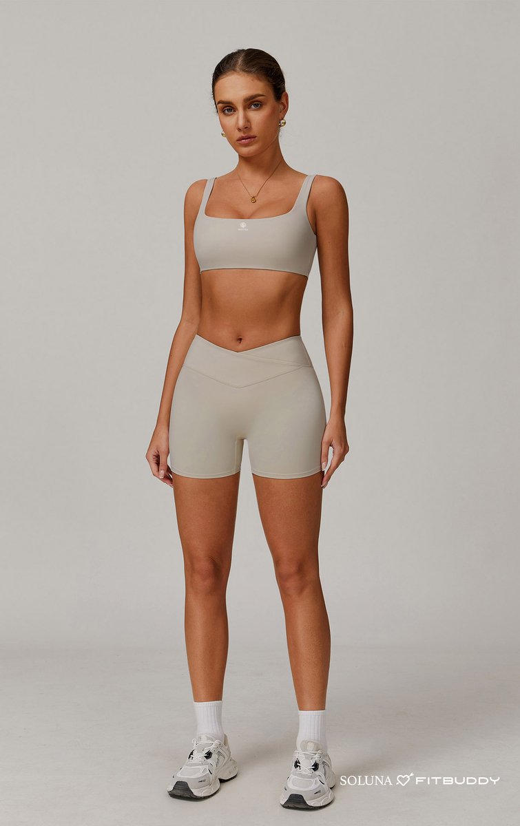Fitbuddy Seamless Shorts GZL56 – Light Khaki – Squatproof, High Waist & Stretch – Dames – Maat M