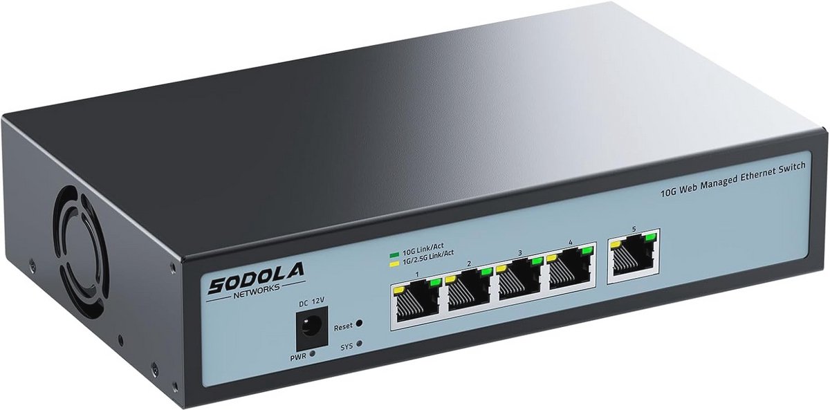 5-poorts 10 Gbit Easy Web Managed Switch - 10 Gb Switch met LACP, QoS, VLAN & IGMP voor optimaal netwerkbeheer