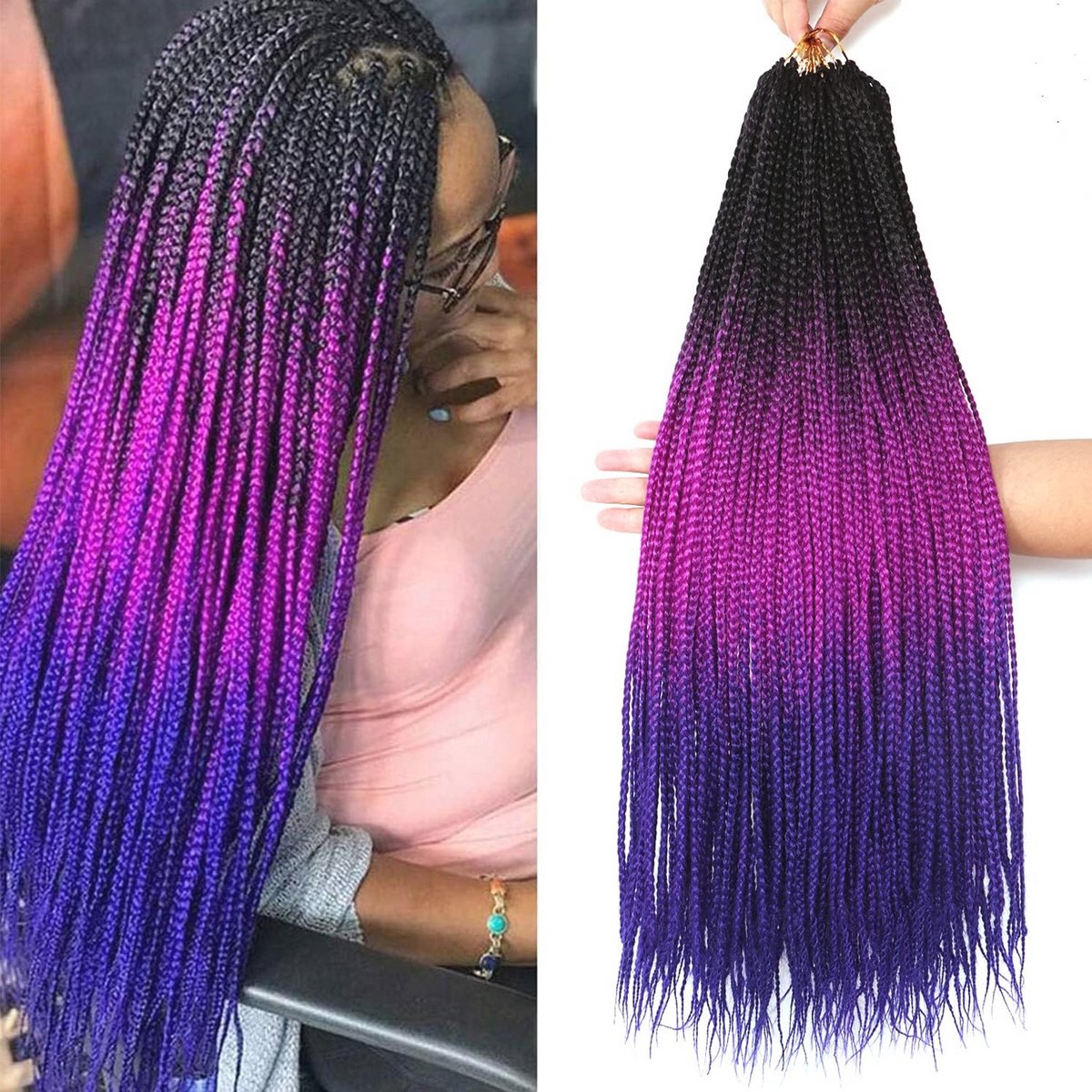 7 Packs Gehaakte Vlechten Haar Extensions - 26 Inch, Synthetisch, Diverse Kleuren