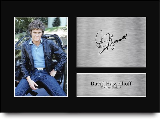 Gesigneerde A4 Foto van Knight Rider met David Hasselhoff voor Televisiefans