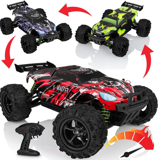 Overmax X-Monster 3.5 RC Auto + Set van 3 Carrosserieën – 4x4 – 1:18 Schaal – 30 km/u – Bereik 100 m – 2 Accu’s (40 min) – Offroad – TÜV-gecertificeerd