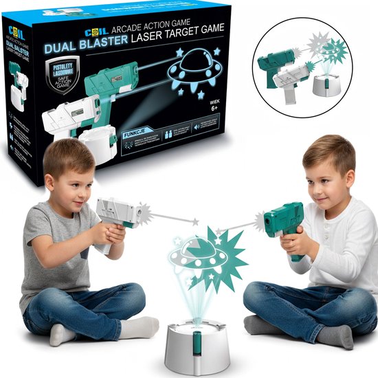 Vatos – Kit Laser Tag Rechargeable 2 Joueurs – Projecteur Avec Dinosaures, OVNIS Et Canards – 4 Modes D'Armes – Dès 6 Ans – Jeu Intérieur/Extérieur