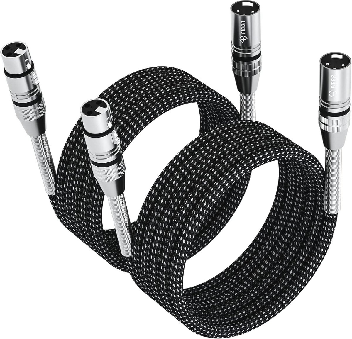3M XLR Microfoonkabel - 2 Stuks - Gevlochten Nylon Heavy Duty Gebalanceerd