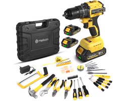 MellWin Accuboormachine Set - 80 Nm Elektrisch Schroefmachine - 21V - met 2 x batterijen en 44 x Accessoires - 13 mm boorhoude - 25 + 3 koppelinstellingen - 2 snelheden