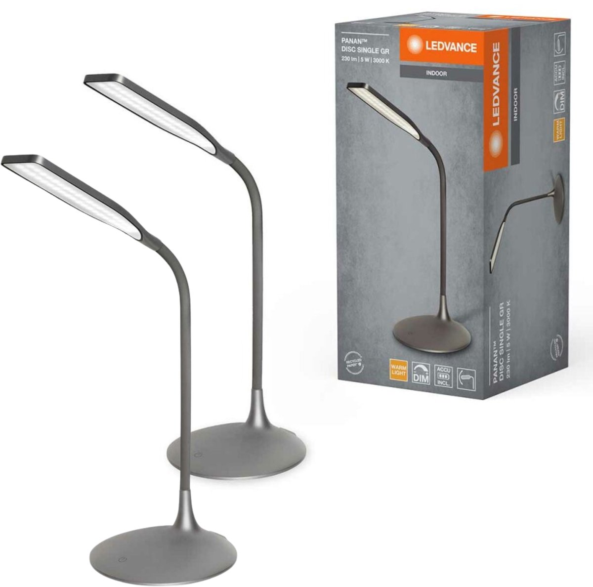 2x Premium Oplaadbare LED Bureaulamp zwart - Draadloos op accu - Dimbaar - 37 cm