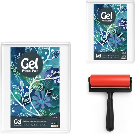 Geldrukplaat 5 x 7 en 8 x 25 cm - Waterdichte en Wasbare Gelplaten voor Kunst, Scrappen en Woondecoratie