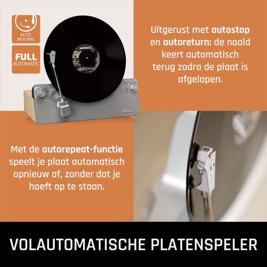 Lenco Platenspeler - Verticale Platenspeler - Volledig automatisch - Bluetooth - LSA-071SI - Grijs