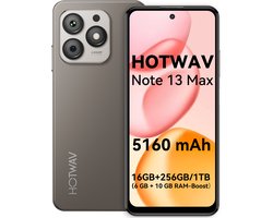 HOTWAV Note 13 Max Smartphone - 16GB/256GB - 5160 mAh Batterij - mobiele telefoon zonder abonnement - 4G Dual SIM - mobiele telefoon senioren - Met Transparante Hoes - Goud