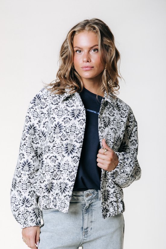 Colourful Rebel Bente Flower Jacquard Bomber Jacket- L