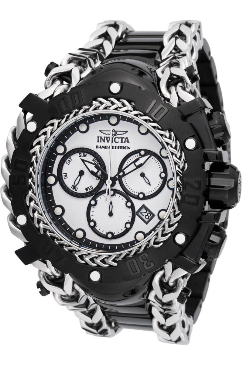 Invicta Gladiator - PANDA 48612 Heren Horloge - Waterdicht - Analoog - Quartz Uurwerk - Roestvrij Staal met witte Wijzerplaat - 58mm