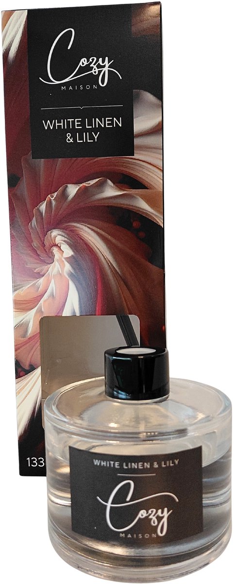 Cozy Maison - Geurstokjes White Linen & Lily – 133 ml – Rustgevende geur – Interieur