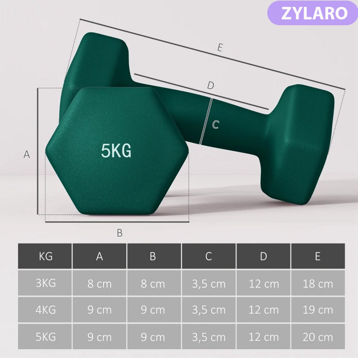 Halterset met Halterstandaard - Dumbells - Gewichten - Dumbells set van 6 Halters - Gewichten Fitness - 2 x 3 kg, 2 x 4 kg, 2 x 5 kg - Halter set voor Krachttraining, Workout, Gym thumbnail 6