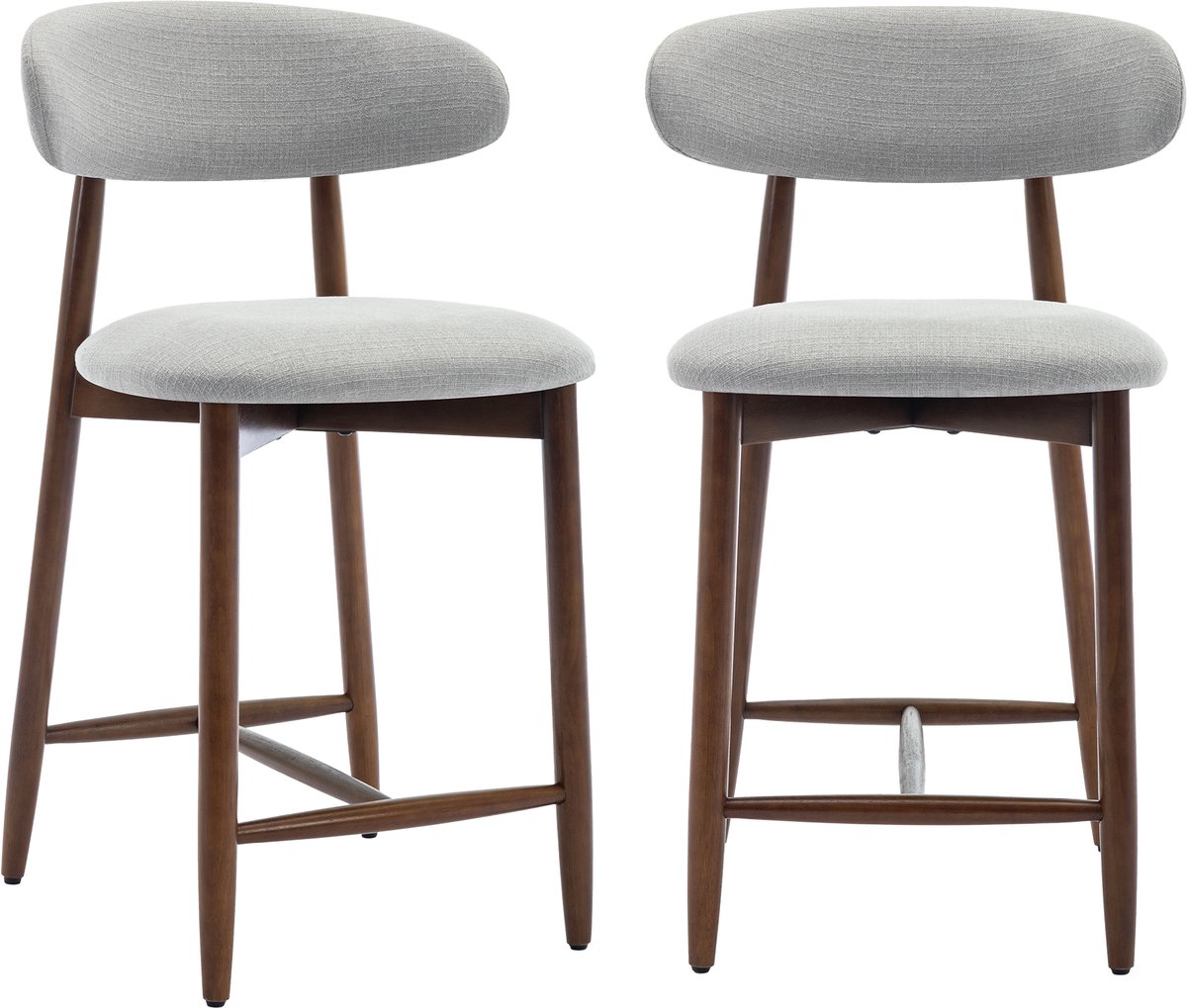 COLAMY Barkrukken set van 2 - keukenbarstoelen met rugleuning - Barstoel houten poten - lichtgrijs