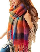 Sjaal - Wintersjaal - Sjaal Dames - Sjaal Heren - Winterwarmte - Lange en zachte sjaal - Grote ruit - Kwastjesruit - Vakantiecadeau - 200*40cm