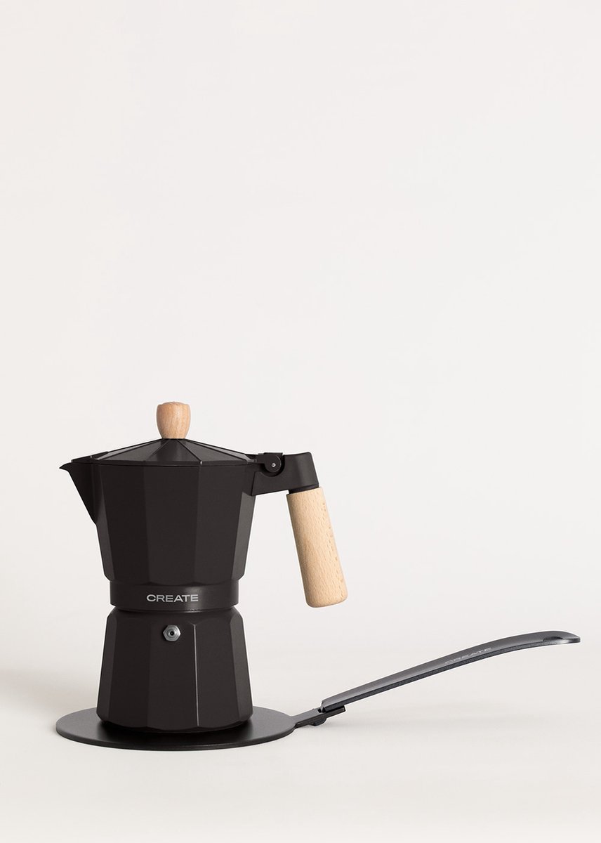 CREATE - Italiaanse koffiezetter - Zwart - Met inductieadapter - 9 kopjes / 450ml - THERA MOKA RETRO