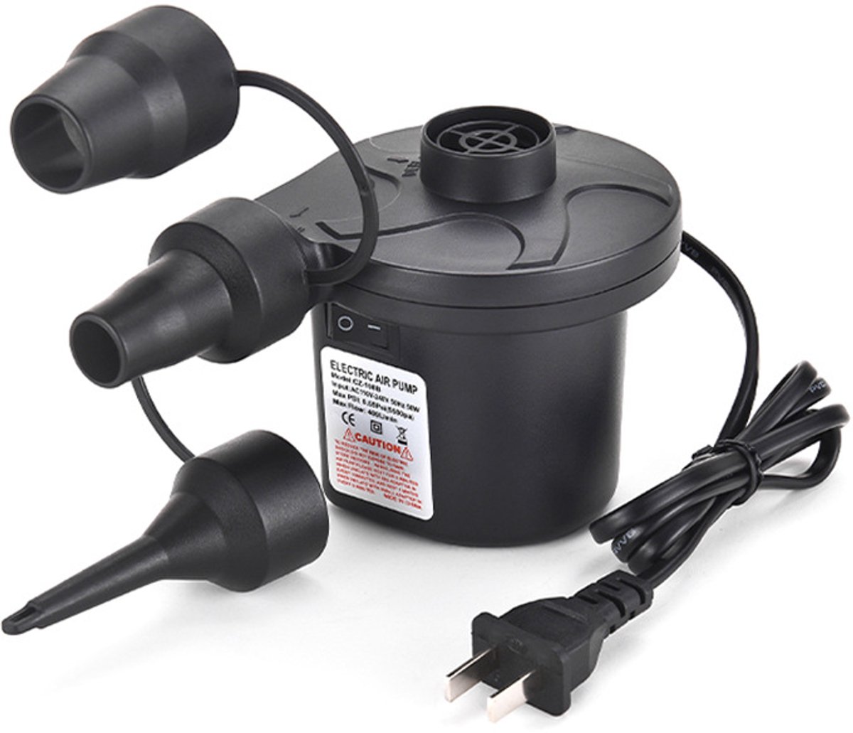 Elektrische luchtpomp - AC240V - met 3 sproeiers - krachtige peddelpomp - geschikt voor luchtbedden, luchtbedden, kinderbadjes, zwembanden, etc.