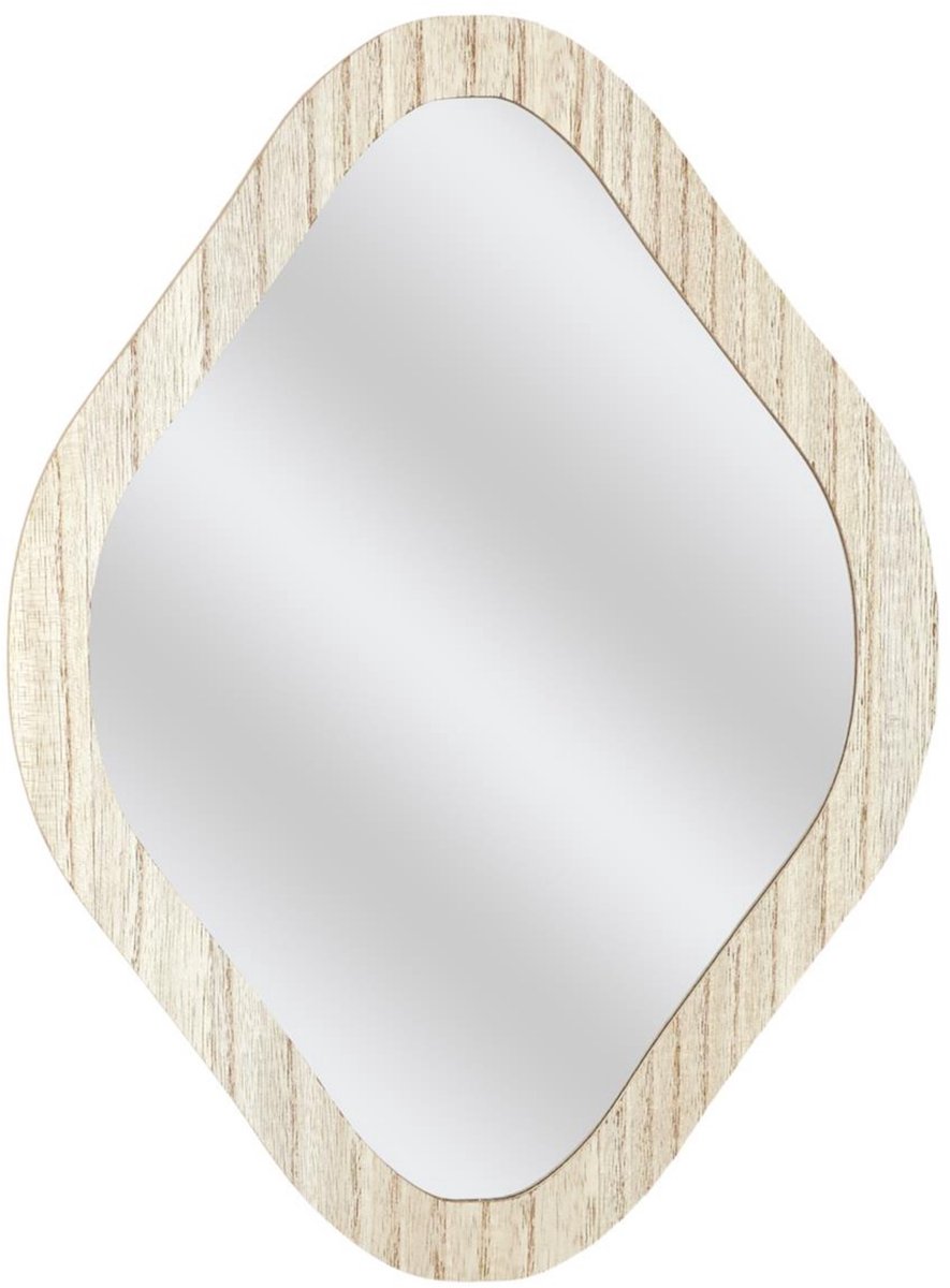 HOME DECO FACTORY Spiegel - hout - 25 x 34 cm - wandspiegel - ruit vorm - natuurlijke look Beige