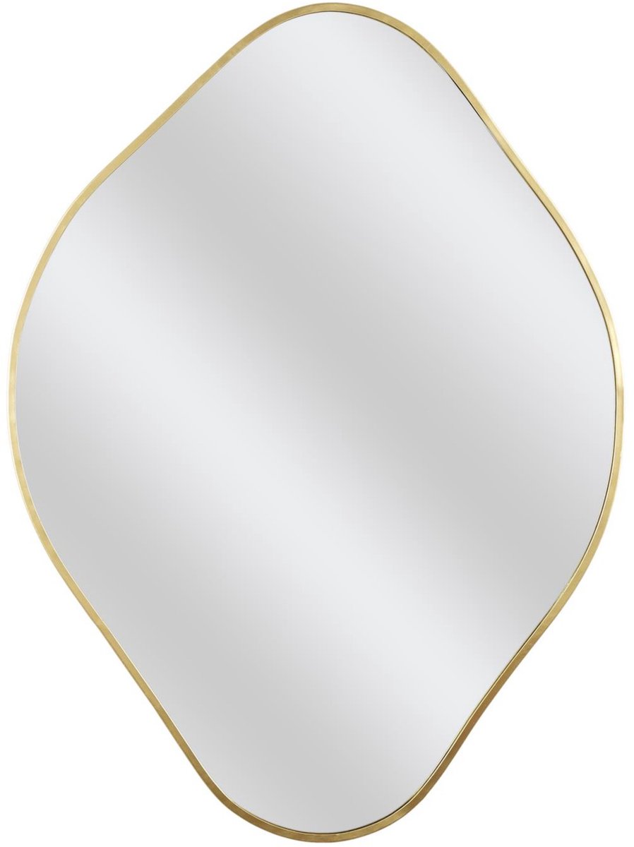 Home Deco Factory Spiegel - goud - 44 x 60 cm - hout - metaal - glas - wandspiegel - diamant vorm