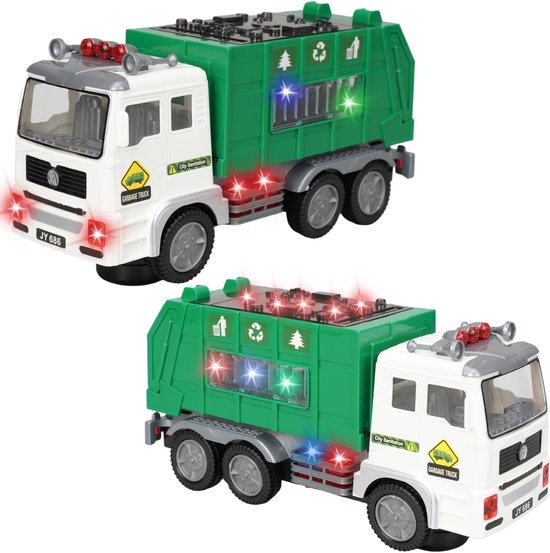 Foto: Interactieve afvalwagen speelgoed licht en geluid vuilniswagen met 4d verlichting beweegbare stuurzuil en realistische geluiden educatief rijden en leren speelgoed voor kinderen 1 3 5 jaar ideaal cadeau voor jongens en meisjes