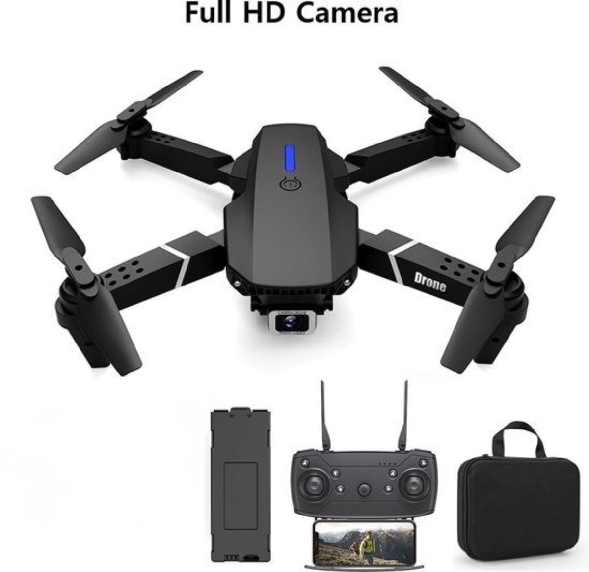 Quad Drone met Camera en Opbergtas - Mini Drone - Full HD Camera - 1 Accu