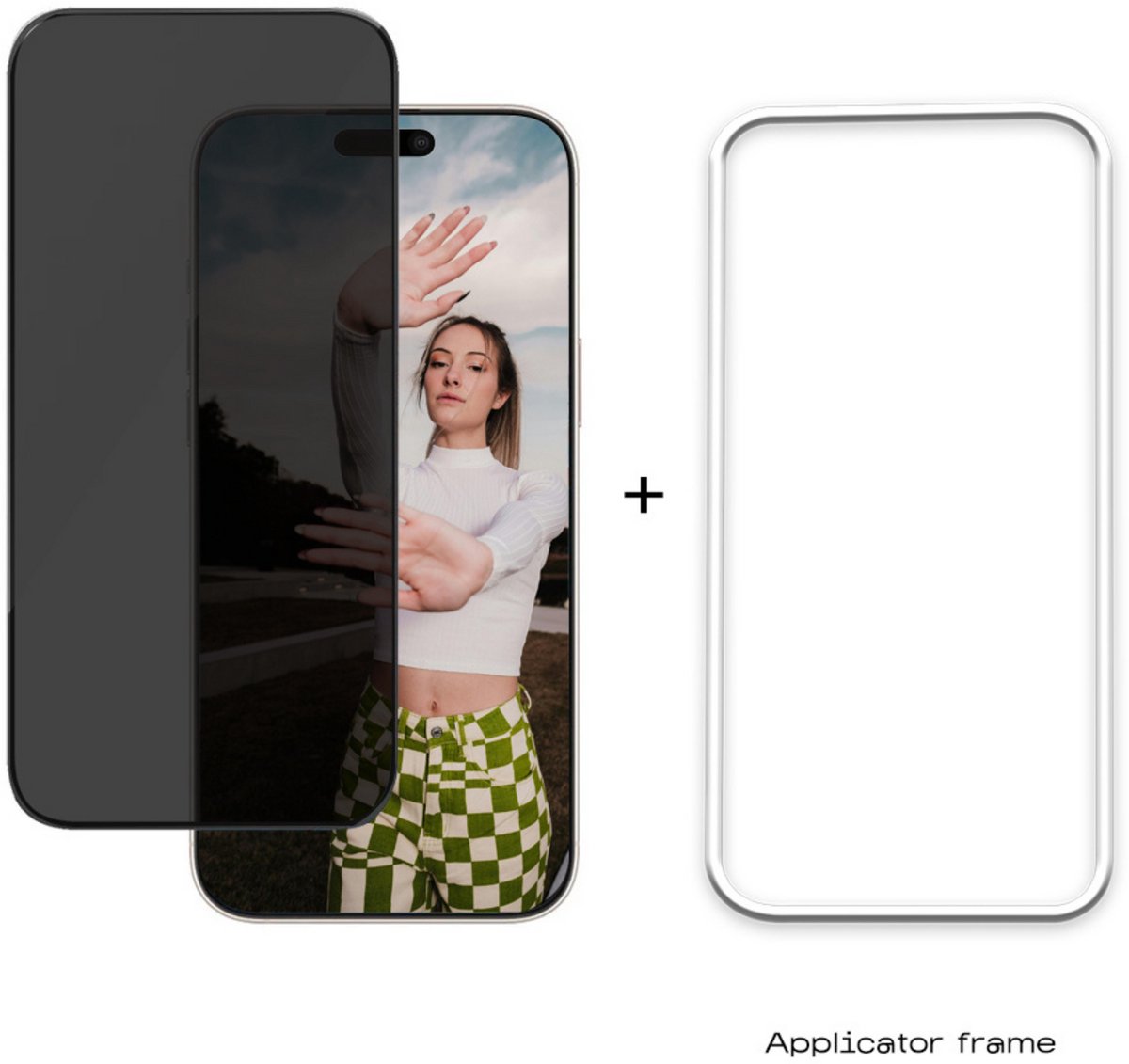 Faironics Privacy Screenprotector geschikt voor iPhone 13 / 13 pro / 14 met Installatieframe - Privacy Full Curved Edge Tempered Glass