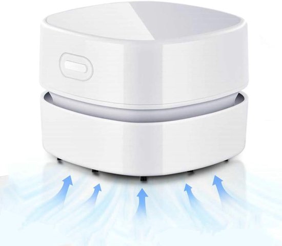 Mini stofzuiger-kleine stofzuiger-Mini draadloze tafelstofzuiger - USB oplaadbaar - 360° draaibare tafelstofzuiger - Handheld stofzuiger voor het verwijderen van stof, borstelhaar en vuil - Wit - 7,9 x 7,9 x 6 cm