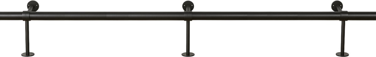 Voetensteun - Bar en tafels - Buis - Zwart fijnstructuur - Metaal - 1600mm - 3 voetsteunen - Ø35 mm