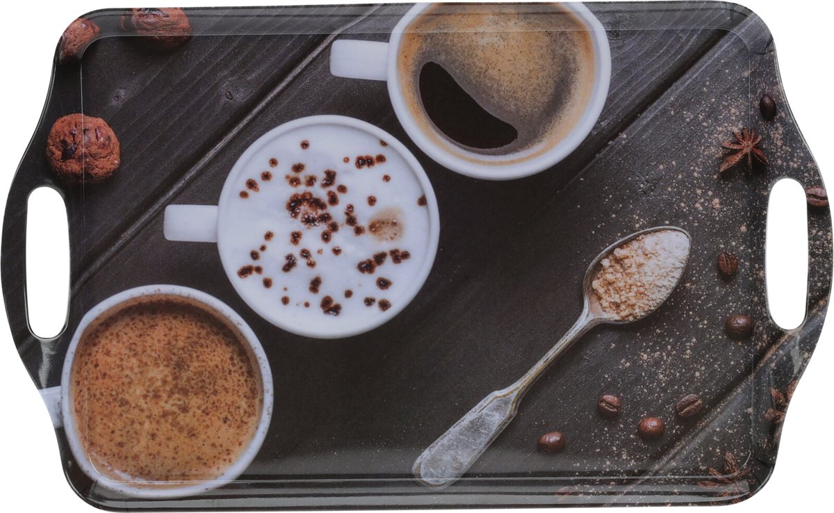 Dienblad Melamine – 38x23 cm – Koffie Design – 4 Soorten – 1 Willekeurig Geleverd