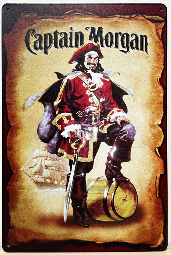 Captain Morgan Rum Piraat Reclamebord van metaal METALEN-WANDBORD - MUURPLAAT - VINTAGE - RETRO - HORECA- BORD-WANDDECORATIE -TEKSTBORD - DECORATIEBORD - RECLAMEPLAAT - WANDPLAAT - NOSTALGIE -CAFE- BAR -MANCAVE- KROEG- MAN CAVE
