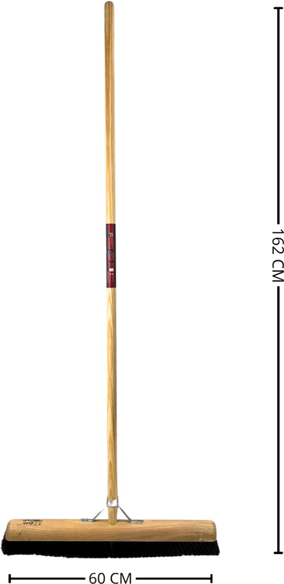 Synx Tools bezem Zaalveger binnenbezem 60 cm Paardenhaar - bezems - Kamerveger - Zachte bezem met Steel 150 cm - Bezemsteel - Veger schoonmaken - Bezems Binnen - Bezem zacht van Synx Tools — afbeelding 2