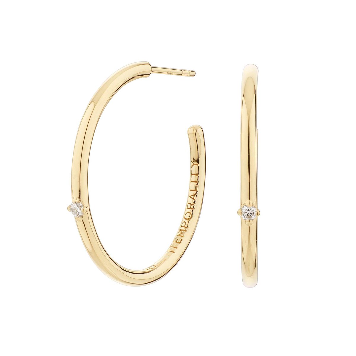 Gouden oorringen met zirkonia – 28 mm