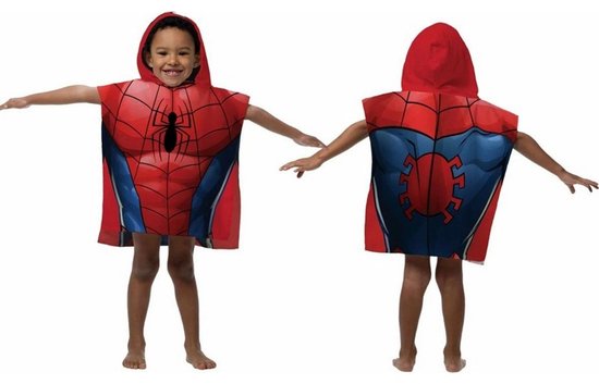Spiderman poncho met capuchon - 55x110 cm van Merkloos — afbeelding 3