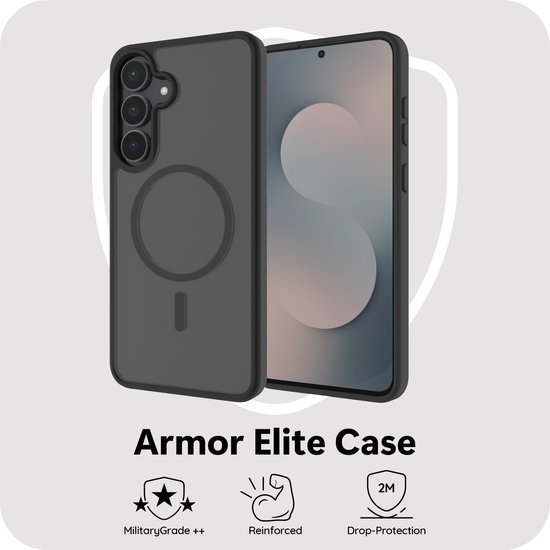 Étui Cazy compatible avec Samsung Galaxy S25 FE et MagSafe - Coque arrière de qualité militaire - Zwart