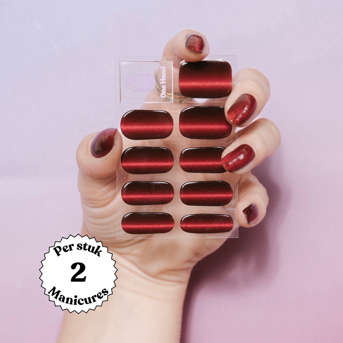 Maniac Nails Gellak Stickers – Burgundy Bloom – 28 stickers voor 2 manicures – 14+ dagen zonder chippen – Uitharden met UV-lamp – Dieprode Gel Nagelstickers – Gel Nail Wraps