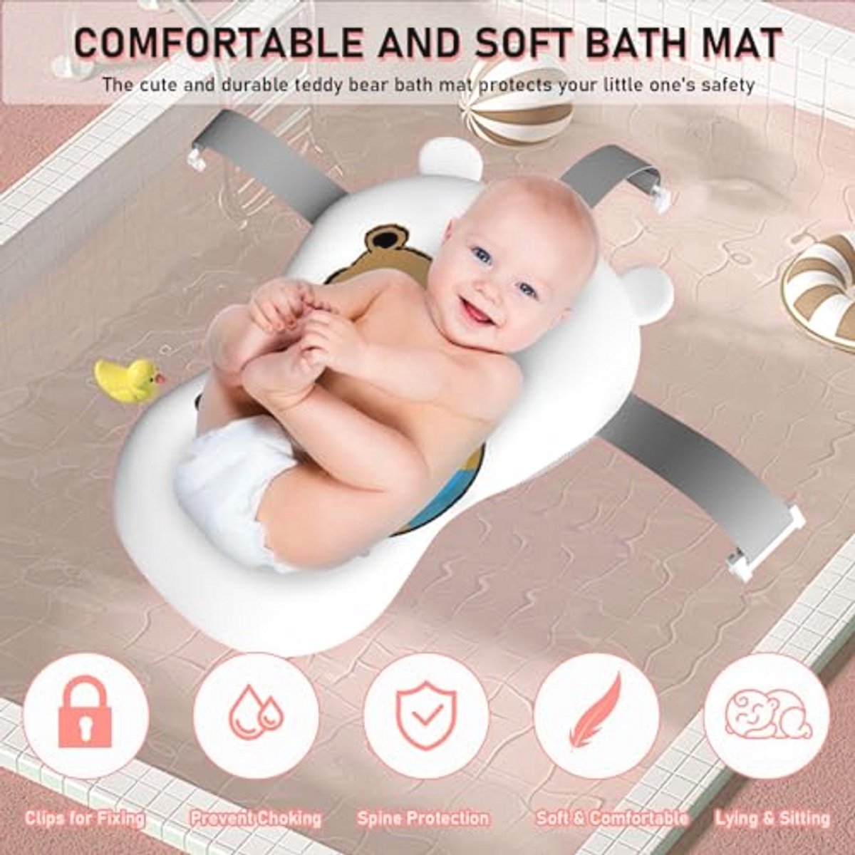 Opvouwbare babybadkuip met temperatuurmonitor en antislipvoeten voor newborns en peuters thumbnail 5