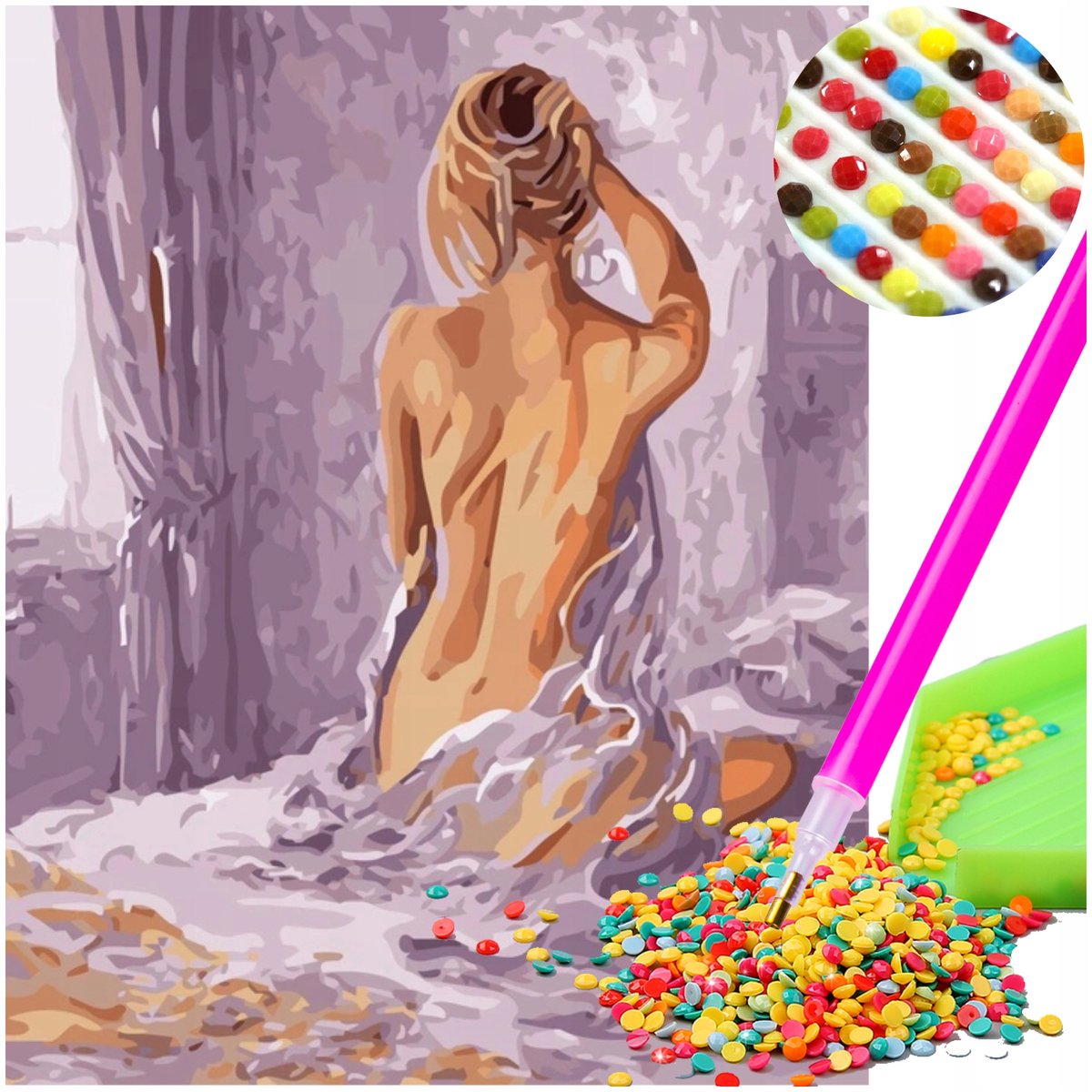 Diamond Painting Set: Subtiele Akt - 5D Mozaïek Schilderen 30x40cm