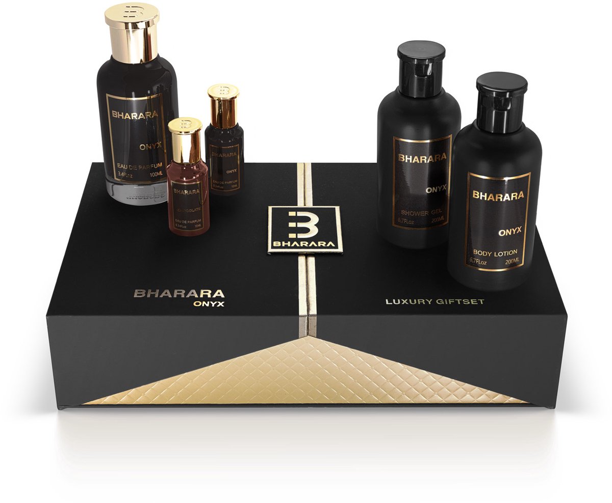 Bharara - Onyx Luxury Gift Set - Men - Eau De Parfum 100 ml - Eau De Parfum 10 ml (2x) - Body Lotion 200 ml - Shower Gel 200 ml