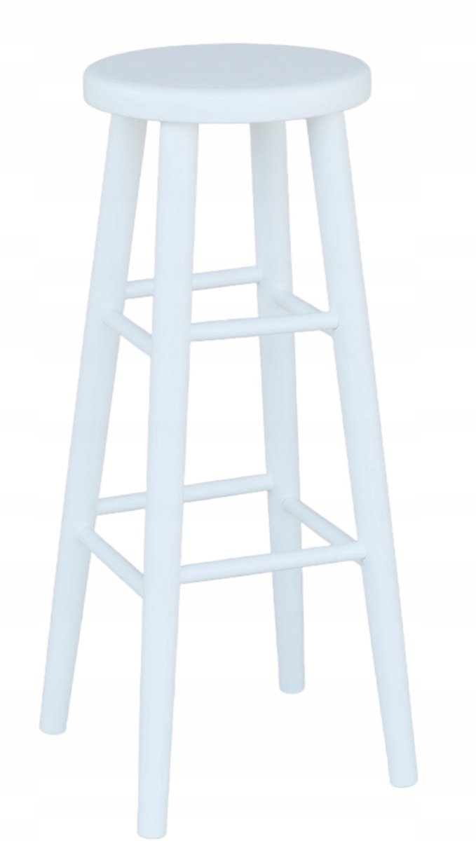 Houten Bar Kruk 80cm Wit - Massief Beuken