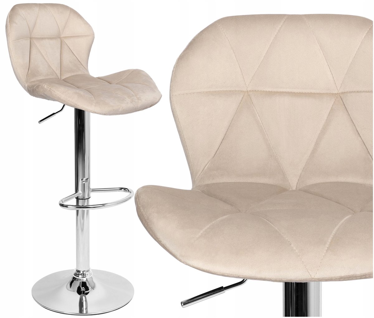 eHokery Draaibare hocker Gordon Velvet Beige - Verstelbaar en comfortabel