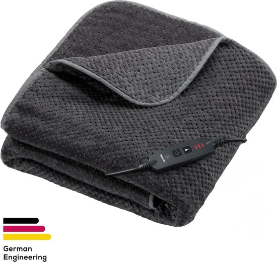 Beurer HD 65 Dark Grey Warmtedeken – Elektrische Deken 1 Persoons – 180×130 cm – Fleece Warmtedeken – Elektrische Bovendeken – 3 Warmtestanden – Automatische Uitschakeling – Machinewasbaar – 5 Jaar Garantie: exclusief bij Bol.com