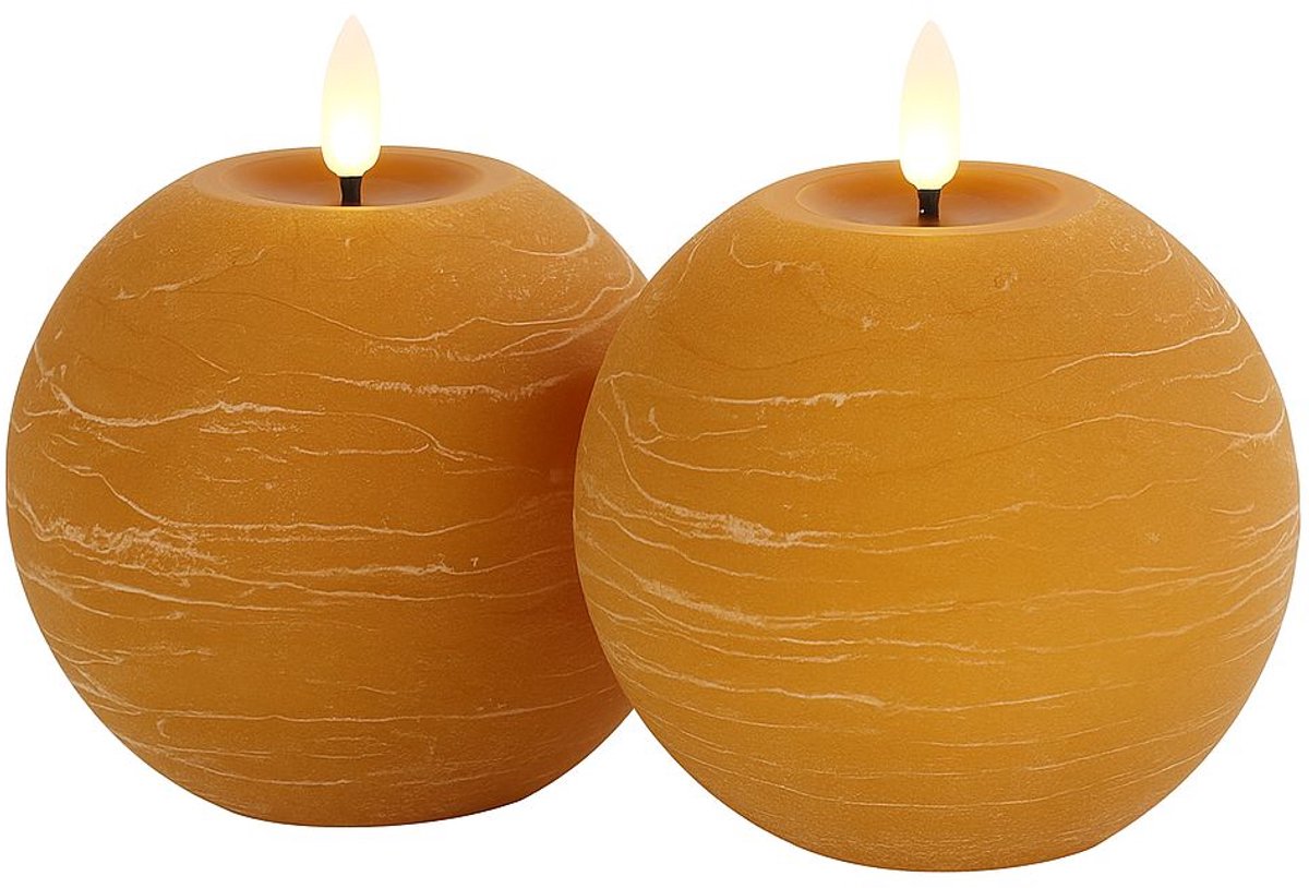 LED Bolkaars – Ø 12,5 cm – Vlameffect – Amber - Set van 2