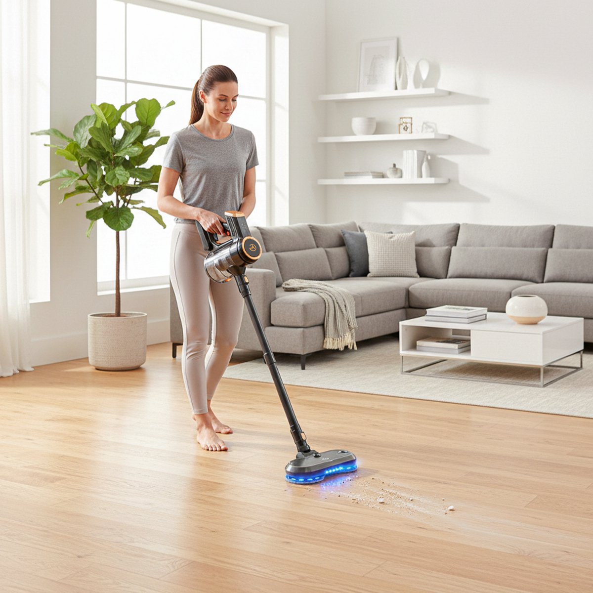 AG4200+ Steelstofzuiger Draadloos Met Dweilfunctie 2 in 1 - Premium Gold - Krachtige stofzuiger Zonder Zak - Geschikt voor Dierenharen - Compact & Lichtgewicht - Kruimeldief — afbeelding 5