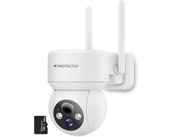 Protectly® Bewakingscamera Voor Buiten – 2K HD 3MP – 64GB SD – Buiten Camera Met Nachtzicht – Buitencamera – Beveiligingscamera Buiten – Met WiFi en APP 2.4/5 GHz