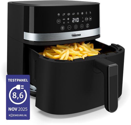 Tristar Airfryer FR-9418 - 8L - Grote Capaciteit XXL - PFAS Vrij - 7 programma's - Warmhoudfunctie - 2000 Watt