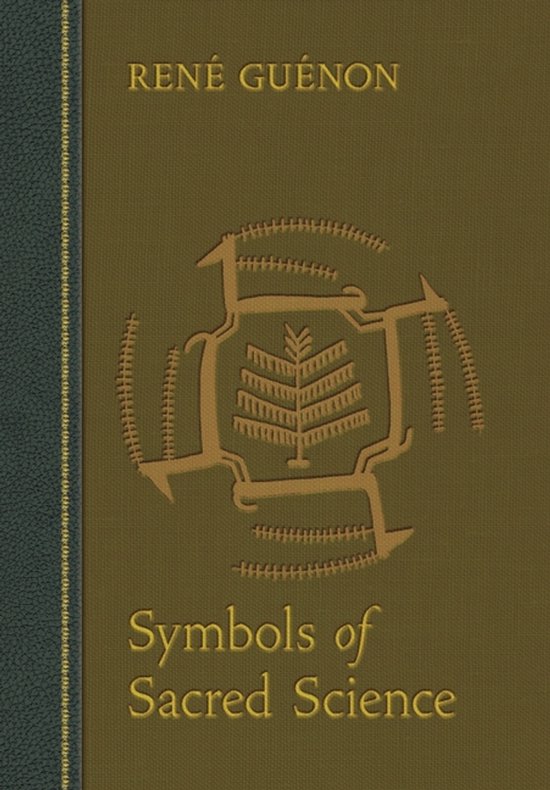 Boek "Symbols of Sacred Science" van René Guénon met een gouden symbool van een boom in een vierkant.