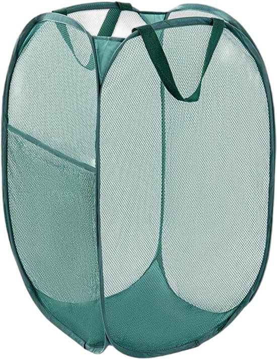 Panier à linge pliable - Sac à linge - Panier à linge pliable - Panier à linge Pop-up avec poignée renforcée - Idéal pour les voyages d'affaires, le tourisme et le camping - Vert - 58 x 36 x 36 cm