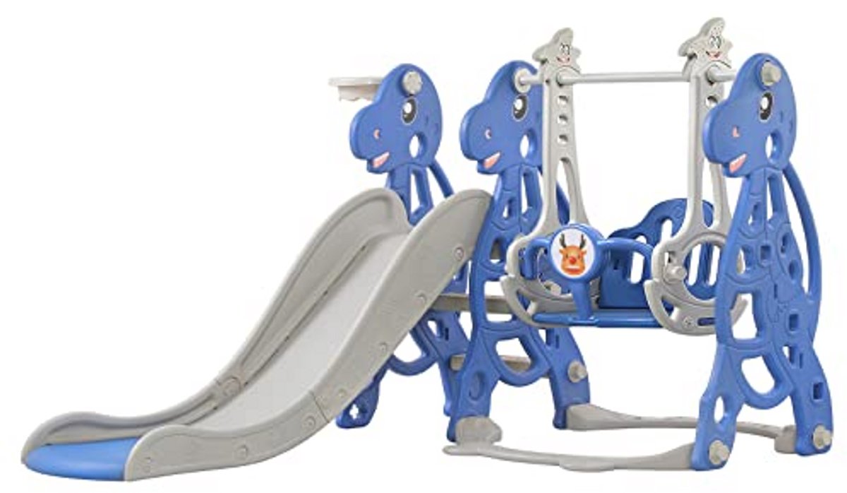 Opvouwbare 4-in-1 kinderglijbaan met schommel voor binnen en buiten